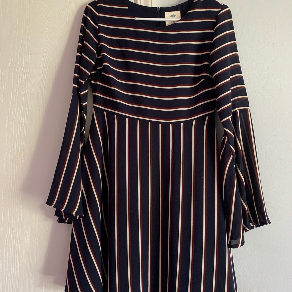 Red white and blue midi dress